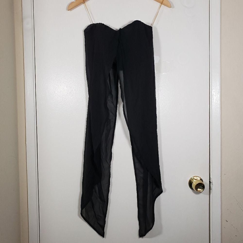 Tiger Mist Black Sexy Strapless Flowy Crop Top Size S
